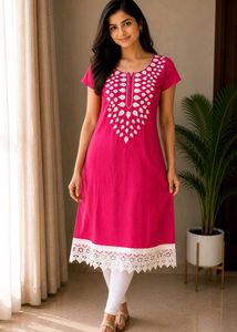Beautiful Pink Kurta with White Embellishments