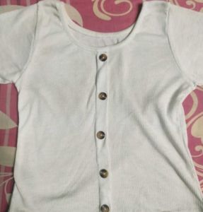 White Button-Up Cropped Top✨