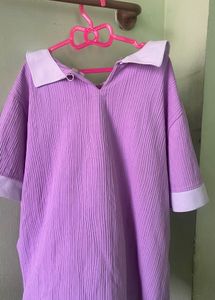 Lavender Textured Top with Peter Pan Collar