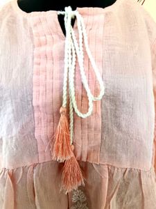 peach Embroidered Tunic Top