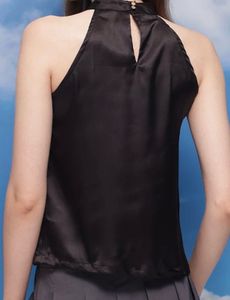Corsica Black satin halter neck top
