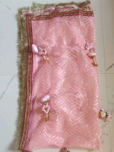 Beautiful Pink Dupatta with Embellishments