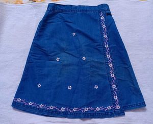 Floral Denim Wrap Skirt for kids