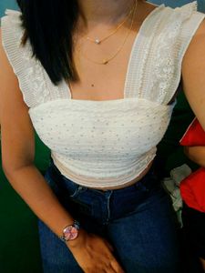 Sparkling White Lace Blouse