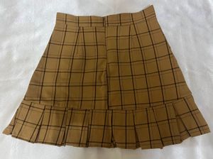 Brown Plaid Mini Skirt