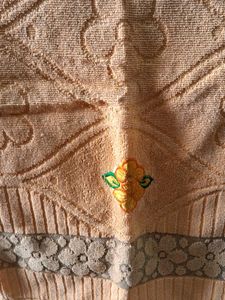 Embroidered Peach  bath towel