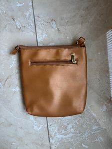 Tan Faux Leather Crossbody Bag