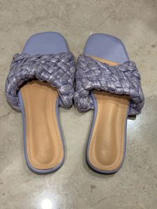 lulu&sky Woven Detail Lavender Slides