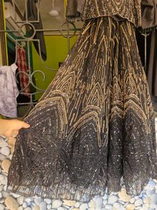 Embellished Black and Golden Lehenga