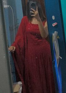 Elegant Red Ethnic backless Gown
