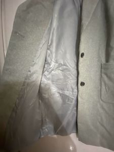 Imported Elegant Light Grey Wool Blend Coat