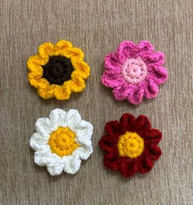 Handmade Crochet Flower Fridge Magnets (Set of 4)