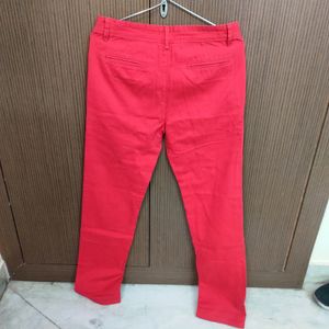Cotton Red Pants | Waist 28