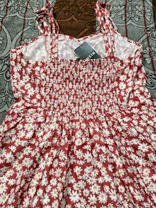 Red Daisy Print Mini Dress