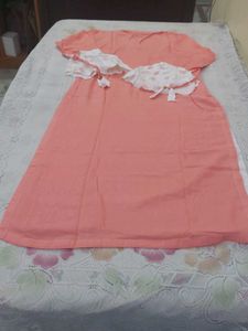 Peach Embroidered Kurta with Bell Sleeves