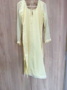 Butter Yellow Embroidered Kurta Suit Set