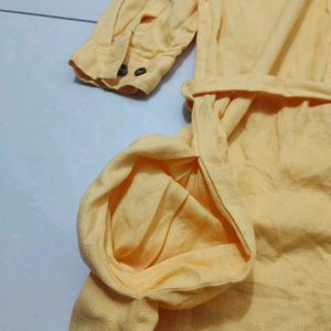 Yellow Off-Shoulder Dress With Pockets 💛
