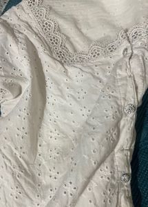 White Eyelet Lace Square Neck Top