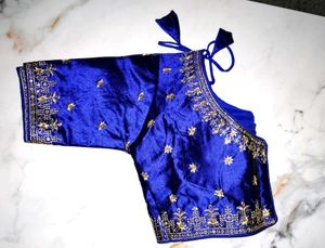 Royal Blue Heavy Gold work Blouse