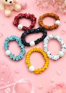 Pearl Embellished Scrunchies Set