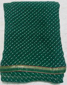Emerald Green Saree with White Stripes