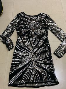 Sparkly Black backless Sequin Dress