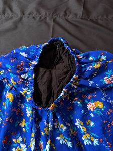 Blue Floral Print Maxi Skirt