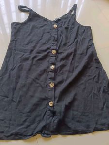 Black Button-Up Spaghetti Strap Dress