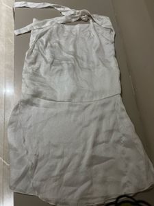Elegant White Halter Neck Mini Dress