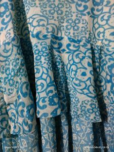 Blue Patterned Peplum Top