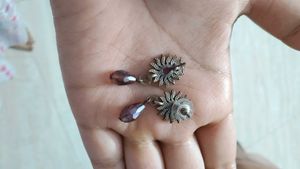 Oxidized Stone Stud Earrings