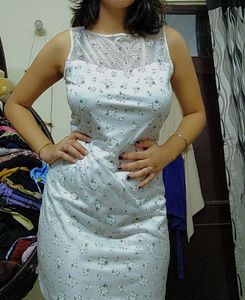 White Floral Net Dress