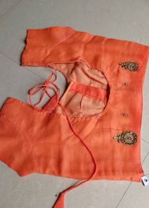 Beautiful Peach/Coral Embroidered Saree with Heavy