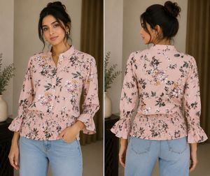 Floral Print Smocked Waist Top
