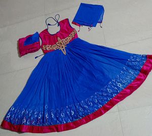 Blue Anarkali Kurta With Pant & Dupatta💙