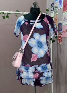 Floral Print Ruffled Mini Dress