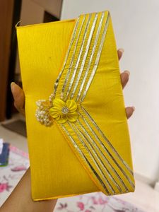 Yellow Floral Ethnic Clutch