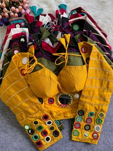 Yellow Mirror Work Blouse