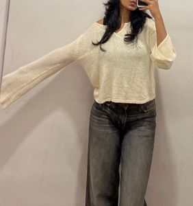 Cozy Cream V-Neck Knit Sweater