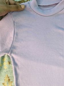 Lavender Ribbed Mock Neck Top