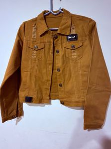 Stylish Brown Distressed Denim Jacket