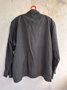 Men's Dark Grey Embroidered Shirt