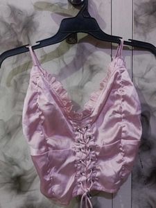 Satin Lace-Up Corset Top
