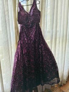 cocktail wine beaded fish cut lehenga choli