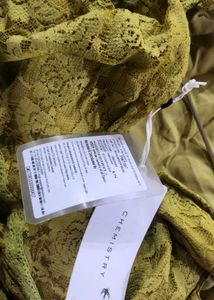 Olive Lace A-Line Dress with Bow Detail