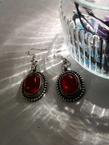 Red Gemstone Drop Earrings