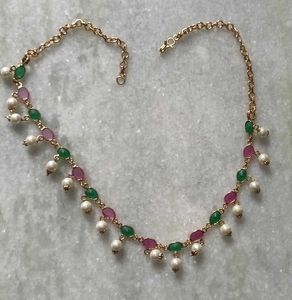 Pearl & Gemstone Gold Necklace