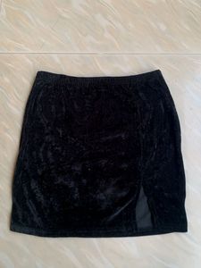Velvet Mini Skirt with Slit