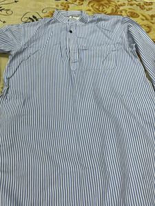 men Blue Striped Kurta Set