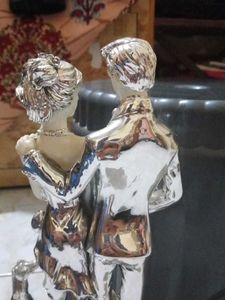 Silver Wedding Couple Figurine